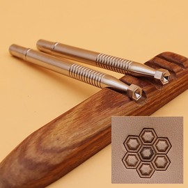RUIQIN Leather Stamps, Double Honeycomb Leather Stamping Tools, Professional Leather Carving Tools, Leather Crafting Tools for Leather Working and Leathercraft (1 pc)
