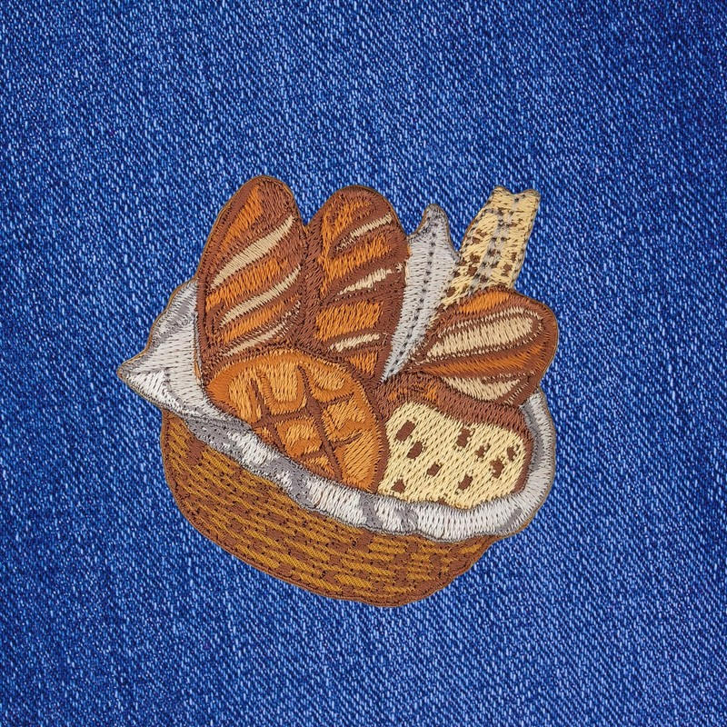 Embroidered Bread Basket Patch for Iron-On or Sew On Iron-On