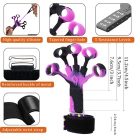 Grip Strength Trainer, Forearm Strengthener, 2PCS Upgraded Finger Strengthener, Hand Grip Strengthener, Finger Resistance Band /10 Resistance Levels