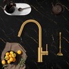 FORIOUS Gold Kitchen Faucet with Pull Down Sprayer, Brushed Brass