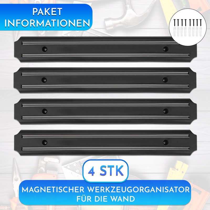 Magnetic Strip Tool 4 Pieces 33 cm x 5 cm