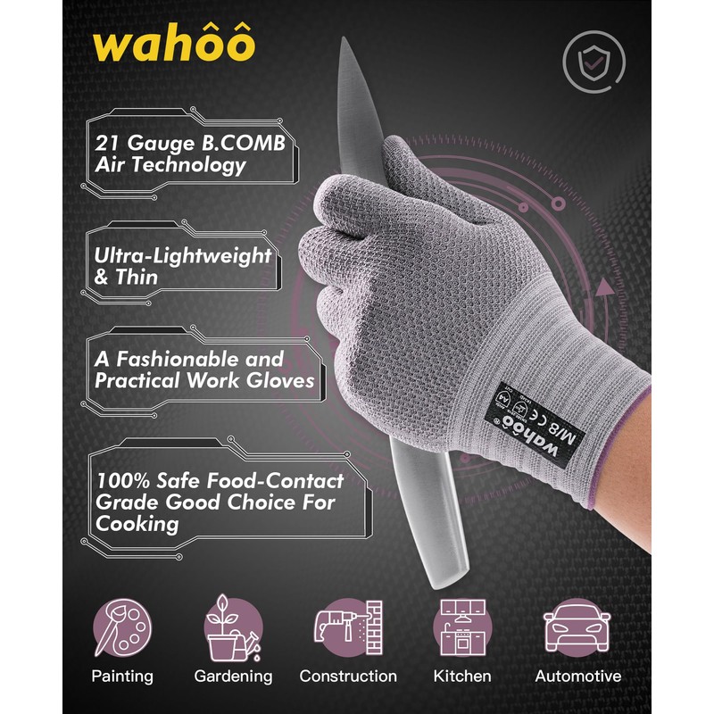 wahoo Level D Cut Resistant Gloves Kitchen, Food Grade Safety
