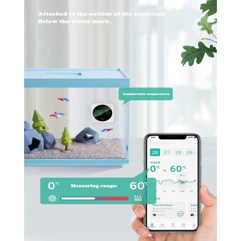 Aquarium Thermometer Digital, LED Display Aquarium Thermometer, High Precision induction