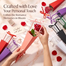 RAINFLOW 16 Pcs Single Rose Sleeves Flower Wrapping Paper - Valentine’s Day Floral Wrapping Bags, 8 Colors Elegant Single Rose Bag Flower Paper Wrap for Wedding Birthday Mother’s Day Gifts Wedding Birthday Arrangement