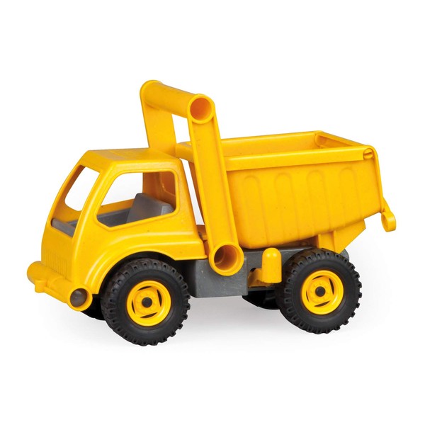 LENA Eco Dump Truck Toy for boys with Easy Grab Handle and Flip Open Cab, Made of Sprigwood Like Wood Plastic Resin Mix, Eco-sustainable Material