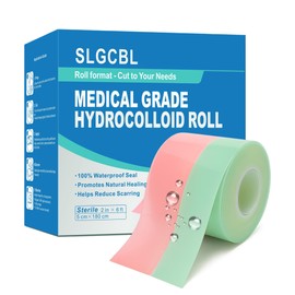 SLGCBL Hydrocolloid Bandages Roll for Wound Care, 2in*6ft Hydrocolloid Patch, Hypoallergenic & Waterproof Hydrocolloid Tape for Burns, Blisters, Acne, Bed Sore, Cut-to-Size, 0.3mm Thickness