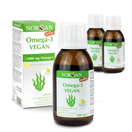 Norsan Premium Vegan Oil - 2,000 mg Omega 3 Algae Oil High Dose - 3 x 100 ml