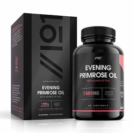 Evening Primrose Oil 1300mg | 60 Capsules | Cold-Pressed Rich Source of Omega 6 | 117mg GLA | Non-GMO, Gluten Free Supplement | No Artificial Preservatives | by Alpha01