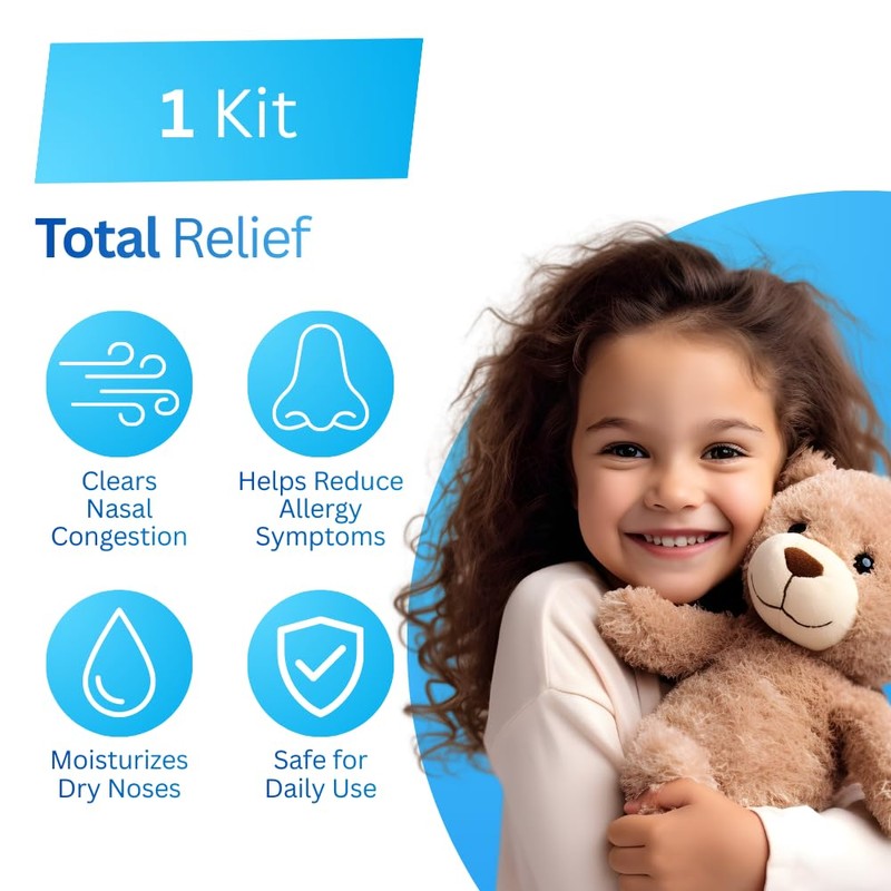 Neilmed's Sinus Rinse, Pediatric, Complete Saline Nasal Rinse Kit 60