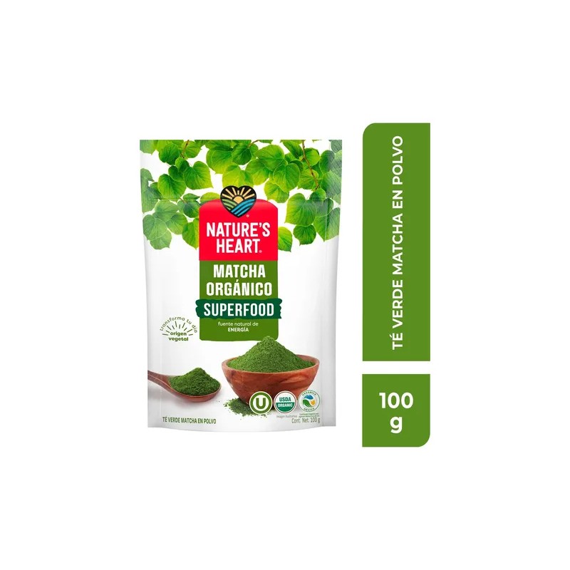 Matcha Orgánico Antioxidante Nature's Heart Superfood Bolsa Resellable de 100g