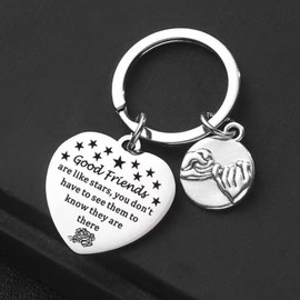 Friendship Keychain - Good Friends Are Like Stars Engraved Key Chain - Best Friend Gift Keychain for Any Occasion