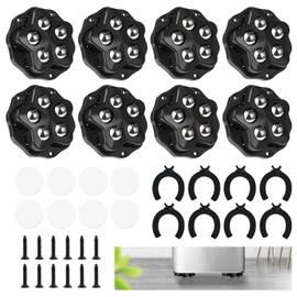 Möbelrollen, 8 Stück Kugelrollen Schwerlast, 360 Grad Rollen mit 5 Stahlkugeln und Bremse für Küchengeräte Selbstklebendes, Kugelrollen für Möbel Mülleimer Küchengeräte