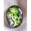 XL GLASS DOME BUTTON - PRETTY 4-LEAF CLOVERS WITH JEWELRY.