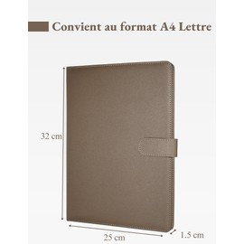 Mymazn Document Bag A4 Document Bag PU Leather Block Holder A4 Document Folder Organizer Portfolio Form Holder (Taupe)