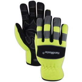 MAGID HandMaster High-Visibility Abrasion-Resistant Mechanics Gloves, 1 Pair, Size 8/Medium (MECH106)