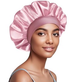 Doitory Satin Silk Bonnet for Sleeping, Soft Satin Lined Hair Bonnet for Women & Men, Double Layer Silk Sleep Night Bonnet for Natural & Curly Hair