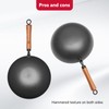 WANGYUANJI 11-Inch Carbon Steel Wok with Wooden Handle & Glass