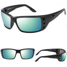 WIESMANN Polarized Sports Sunglasses for Men Women Classic Driving Fishing Sunglasses Men Square Sun glasses 100% UV Protection 18073(Black Green)