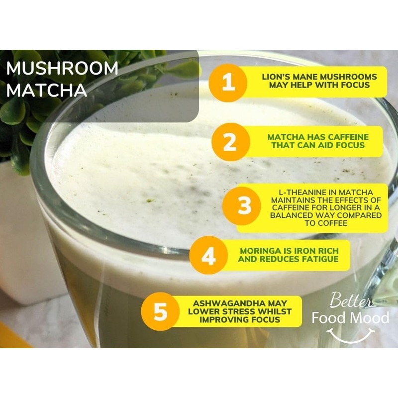 Better Food Mood Mushroom Matcha Latte Blend 100g | Lions