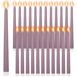 Macarrie 24 Packs Flameless Taper Candles Battery Operated Fake 11 Inch Long Candlelight LED Flameless Candlesticks Flickering Tapered for Spring Summer Wedding(Light Purple)