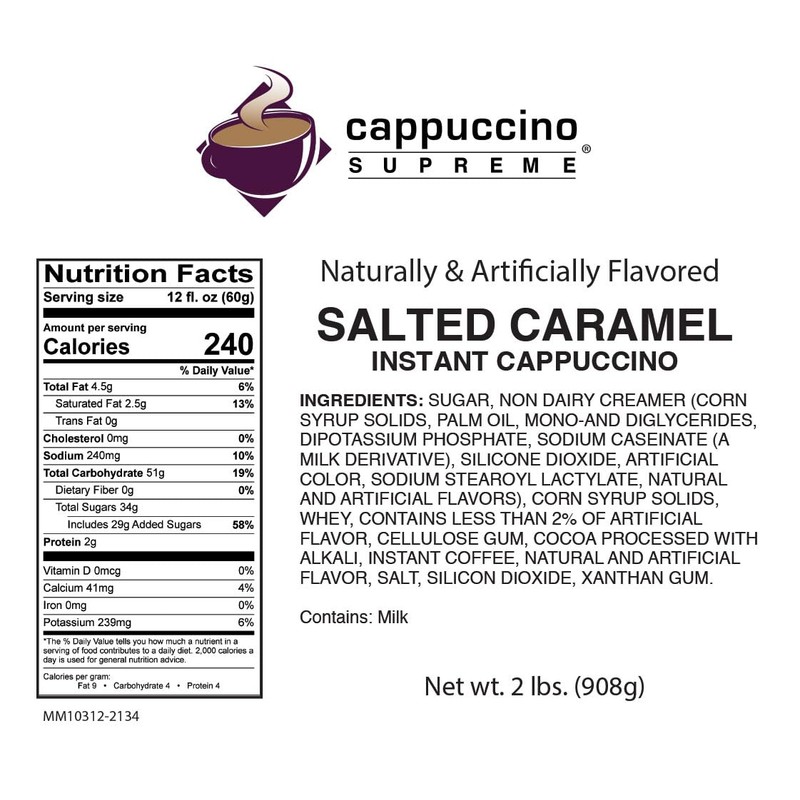 Cappuccino Supreme 2 lb bag Salted Caramel Instant Cappuccino Mix
