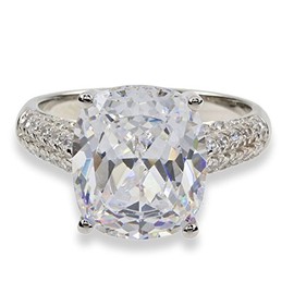 Women's Ring 925 Sterling Silver Rhodium-Plated Zirconia White croisé C056