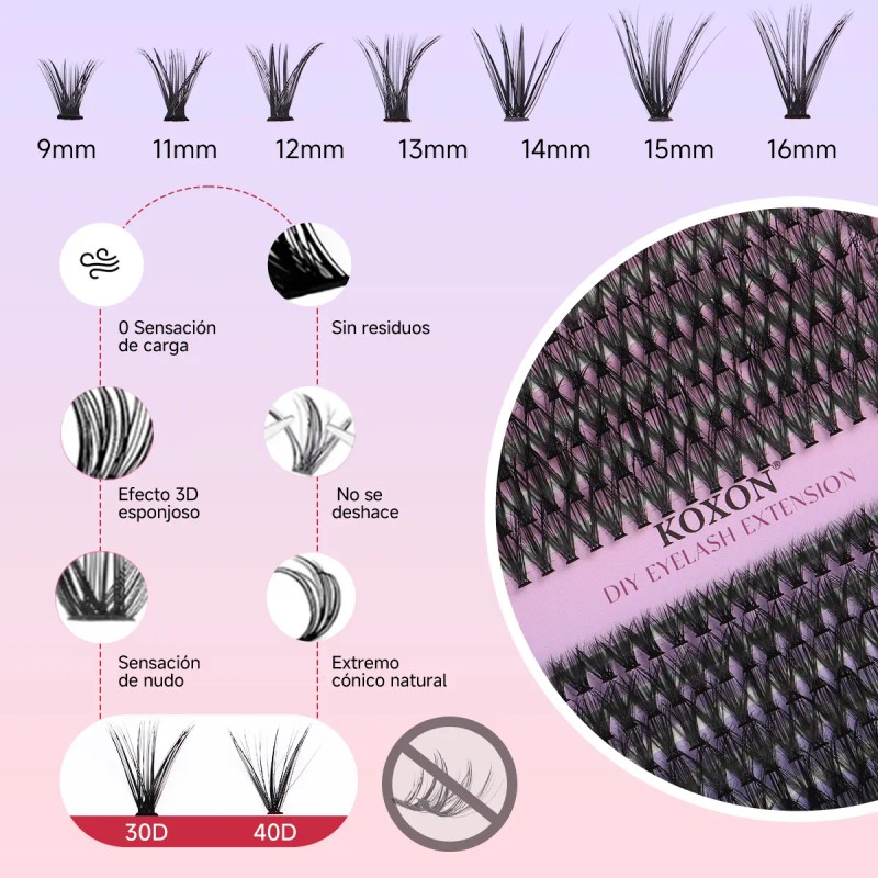 280pzs Kit De Extensiones Pestañas Raíces Curvaturad 9-16mm