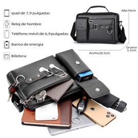 AUERQXZ Portafolios Para Hombre Piel Maletin,Maletin Impermeable para Hombre,Maletin Laptop,informal de negocios Bolso Cruzado Hombre,para Oficina, Negocios, Viajes, Universidad(28 * 19 * 5.5cm)