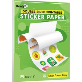Koala Double-Sided Printable Sticker Paper for Laser Printers Only, 50 Sheets 100 Labels 8.5x11 inch Semi Gloss Sticker Printer Paper