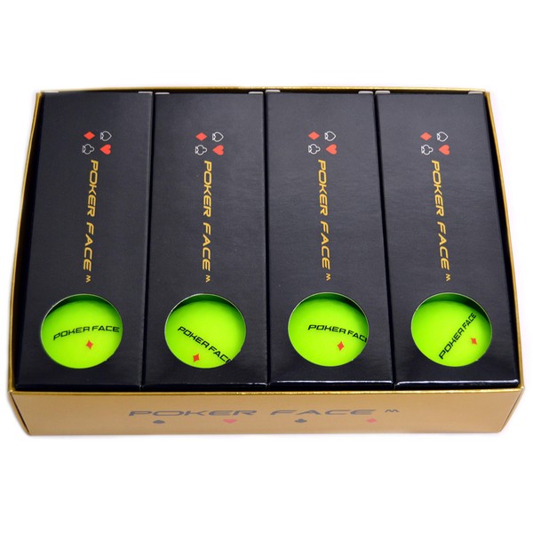 Poker Face M - Premium Matte Finish Color Distance Golf Balls (Yellow Green)