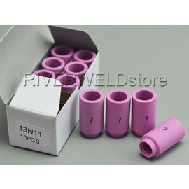 RIVERWELD TIG Alumina Nozzle Ceramic Cups 13N11 7# 7/16" 11.0mm Orifice Fit PTA DB SR WP 9 17 18 20 25 26 TIG Welding Torch Accessories Pack of 10