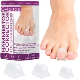 Qvlaitoe Hammer Toe Straightener, Hammertoe Corrector for Women and Men, Toe Cushion, Toe Protector, SML Size, 6 Count, Clear