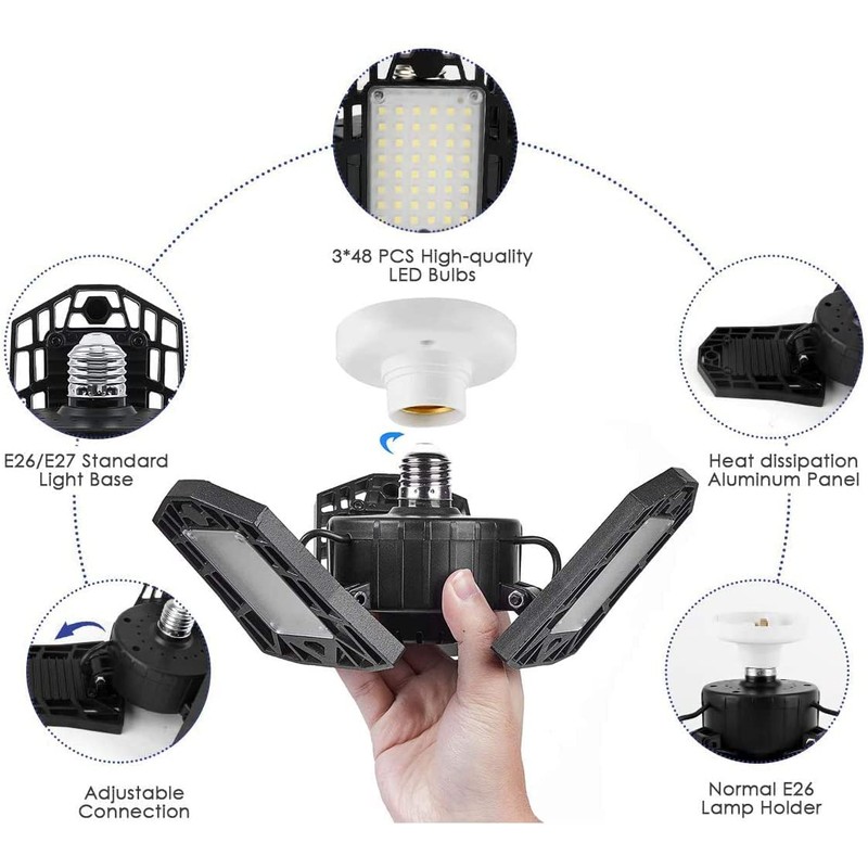 LED Garage Light - 6000 Lumen 2800K Warm White 60W,