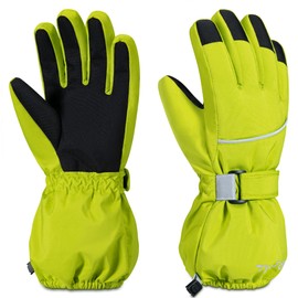 ThxToms Children's Ski Gloves Winter Ski Gloves -15°C Windproof Waterproof Warm Oxford Palm Tree Thickened Cold Weather Outdoor Sports Snowboard Skiing for Boys Girls