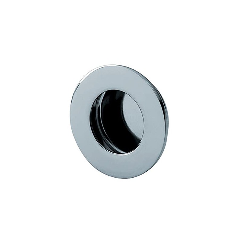 Circular Low Profile Recesesd Flush Pull - 50mm Diameter- Bright