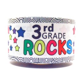 3" Wide Back to School 3rd Grade Rocks Printed Grosgrain Cheer Bow Ribbon