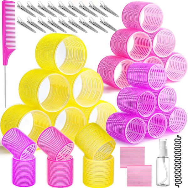 Qinzave 41 Pcs Jumbo Hair Curlers Rollers with Clips Big