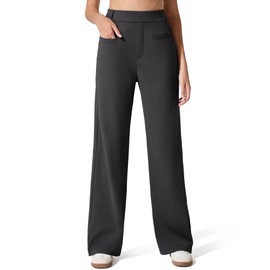 G4Free Women's Pants Dress Yoga with Pockets for Office Work Comfy Stretch Slack Straight Leg Business Trousers (29.5,Black,M)