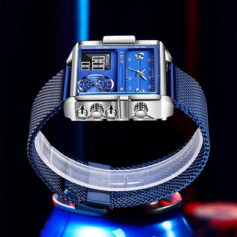 Lige Fashion Men Watch Electrical Quartz Digital Week 3ATM Waterproof