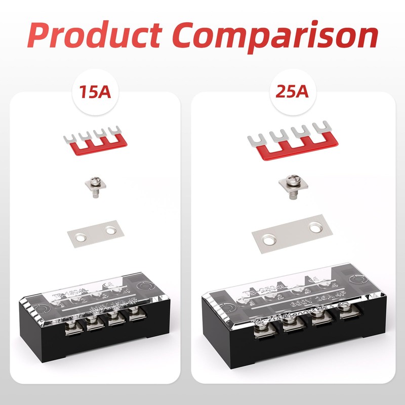 APIELE 15A Screw Terminal Block 12 Position Dual Row Covered