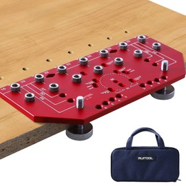 RUITOOL Shelf Pin Jig and Hinge Jig Two-in-One, Self-contained Clamping Function All Metal Shelf Pin Drilling Jig with 1/4" and 5mm Drill Bits, Shelf and Cabinet Hardware Jig Tool Drill Guide