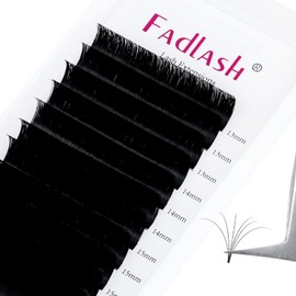 Fadlash Self-Fanning Eyelashes, Eyelash Extension, Volume Eyelashes for Volume Technique, Eyelash Extensions, Easy Fan Lashes, 0.05 Thickness, Single Length, 1 Tray, Black (0.05 mm-D-mix13-16)