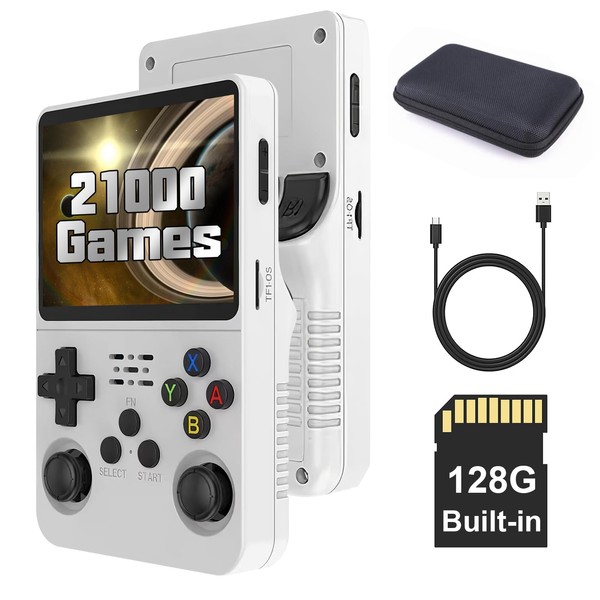 R36S Handheld Games Consoles With Bag, 128g TF Card 21,000+ Games Retro Handheld Game Console, With Open Source Linux System, 3.5-Inch Mipi Screen Hand Held Game Consoles, Portable Video Player.
