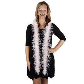ZUCKER Marabou and Ostrich Feather Boa, Light Pink/White – Fun & Festive Costume Accessory for Valentine’s, Costumes, Pride, and More