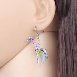 NEWEI Cute Enamel Giraffe Earrings Fashion Animal Earrings Giraffe Jewellery for Women Girls Charms Giraffe Gift Decoration, Zinc, No Gemstone