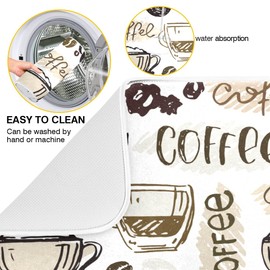 Coffee Mat Coffee Cup Drying Mat Coffee Maker Mat for Tabletop, Coffee Lover Microfiber Dish Drying Mats Cafe Bar Kitchen Spill Mat 18x24 Inch Large
