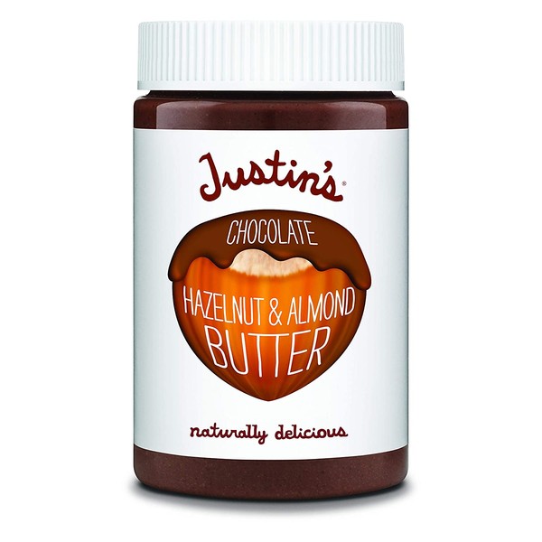 Justin's Chocolate Hazelnut and Almond Butter, Organic Cocoa, No Stir, Gluten-free, Responsibly Sourced, Packaging May Vary, 16 Oz Jar