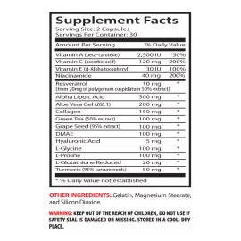 LIFE NUTRITION Luminescent Renewal - ANTI-WRINKLE COMPLEX - Youthful Essence - 1 Bottle 60 Caps