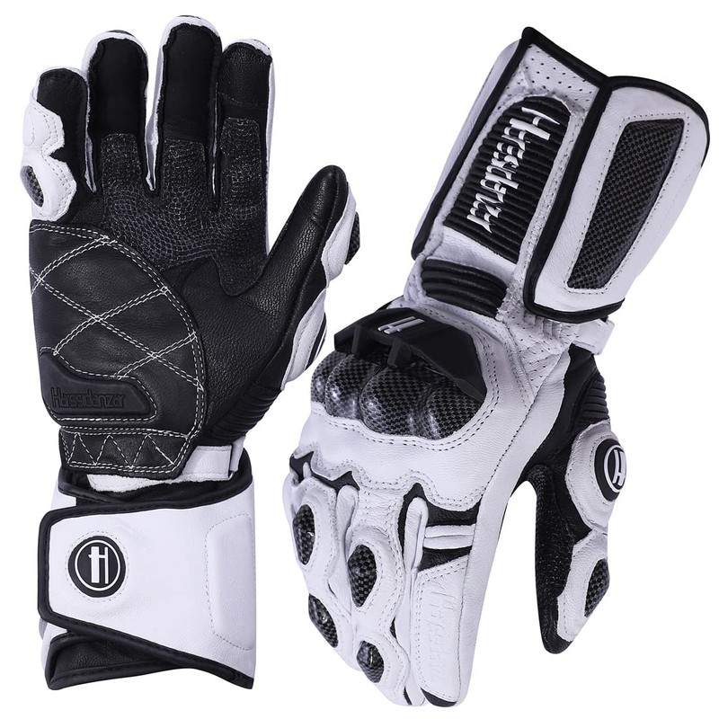 Harssidanzar Leather Motorcycle Gloves for Men and Women,Powersports Carbon Fiber