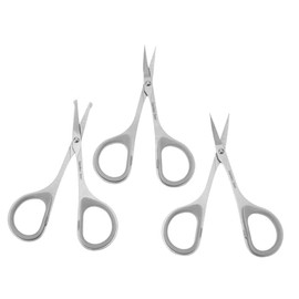 Beaupretty Stainless Steel Beauty Scissors Set 3-Piece Facial Hair Trimming Tools for Eyebrows Beards and Nose Hair Precision Grooming Scissors for Men and Women